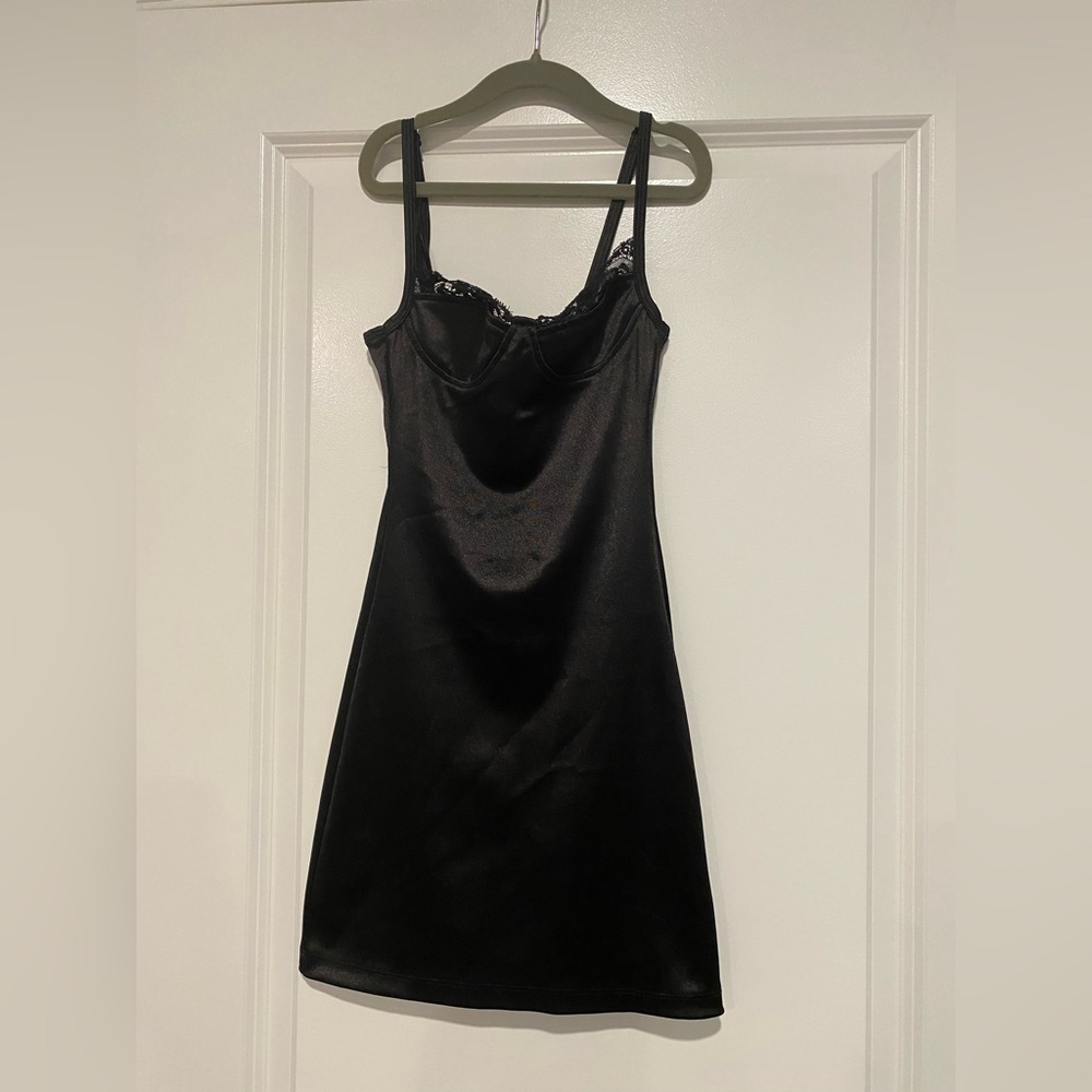 SALE Motel Rocks Elegant Black Lace Trim Slip Dress